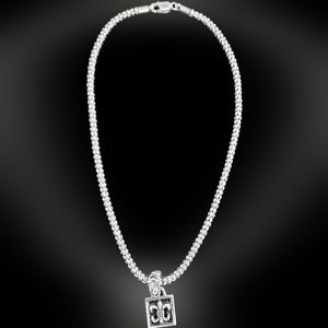 Silpada Fleur De Lis .925 Silver Pendant & Popcorn Chain Necklace Handcrafted